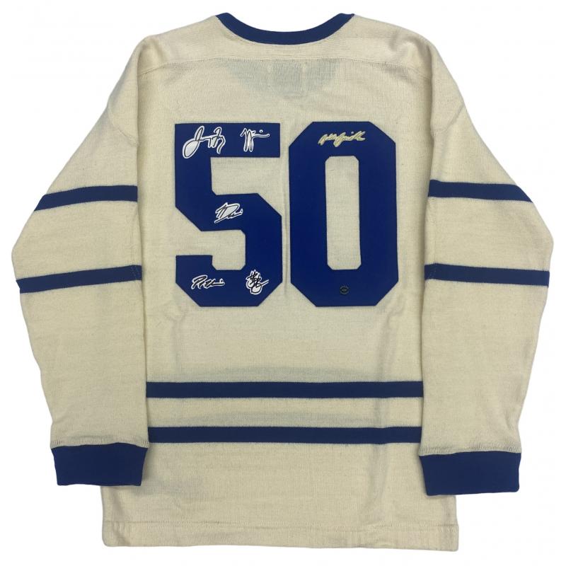 50 MISSION SWEATER Bill Barilko & The Tragically Hip Signed Toronto Maple Leafs Vintage Wool Jersey