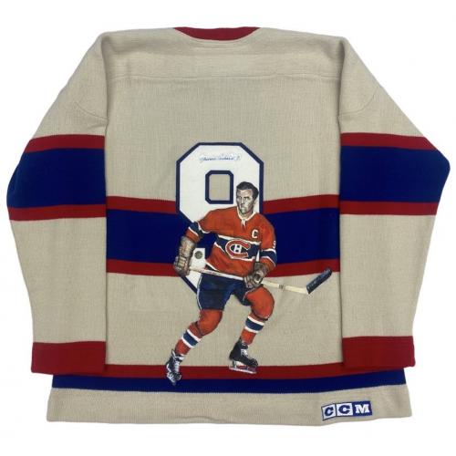 Maurice Richard Signed Montreal Canadiens HAND PAINTED 1/1 Vintage Wool White Jersey