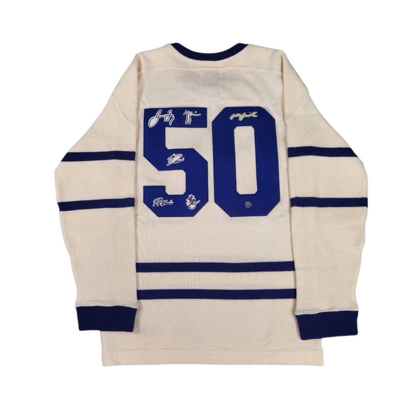 50 MISSION SWEATER! BARILKO & TRAGICALLY HIP 6 AUTO TORONTO MAPLE LEAFS JERSEY