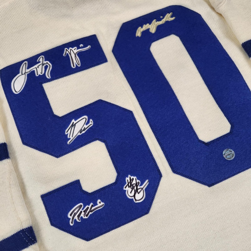 50 MISSION SWEATER! BARILKO & TRAGICALLY HIP 6 AUTO TORONTO MAPLE LEAFS JERSEY