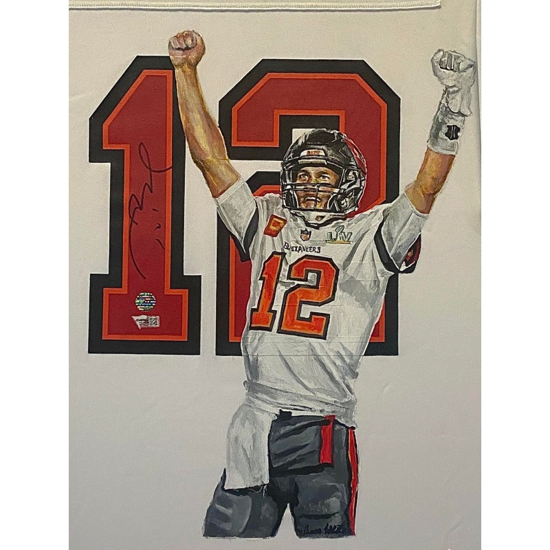 DELUXE FRAMED Tom Brady Signed Tampa Bay Buccaneers HAND PAINTED Victory 1/1 White Jersey