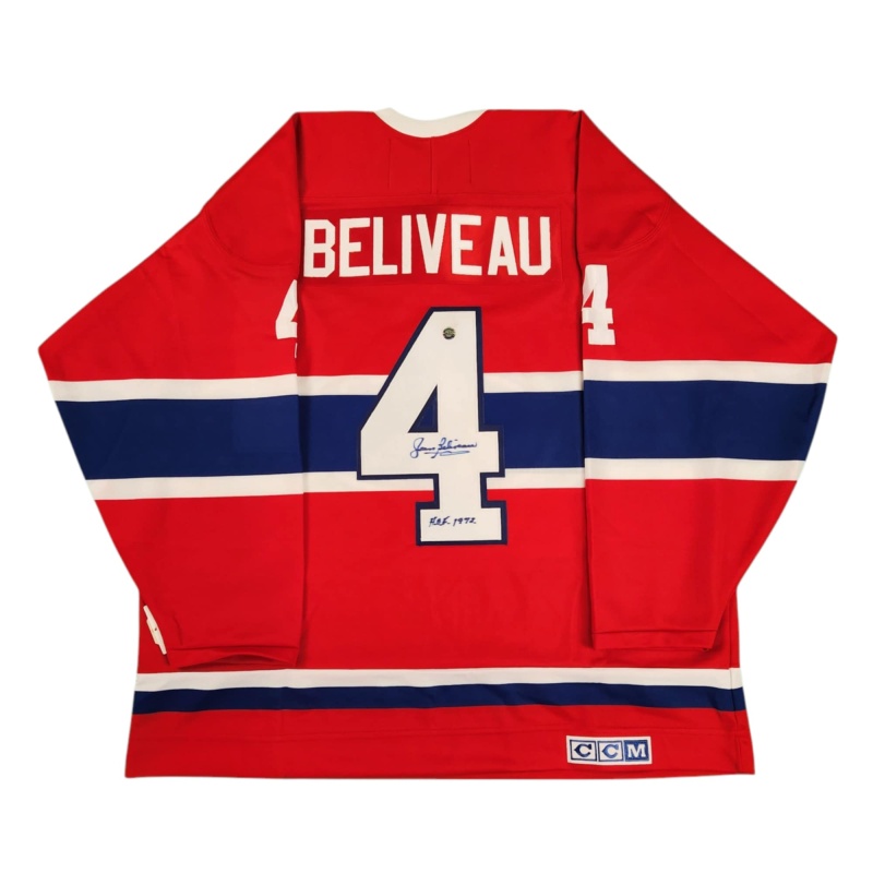 Jean BELIVEAU Signed Montreal Canadiens "HOF 1972" Vintage CCM Red Jersey