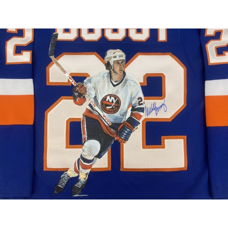 Mike Bossy Signed New York Islanders HAND PAINTED 1/1 Vintage CCM Blue Jersey