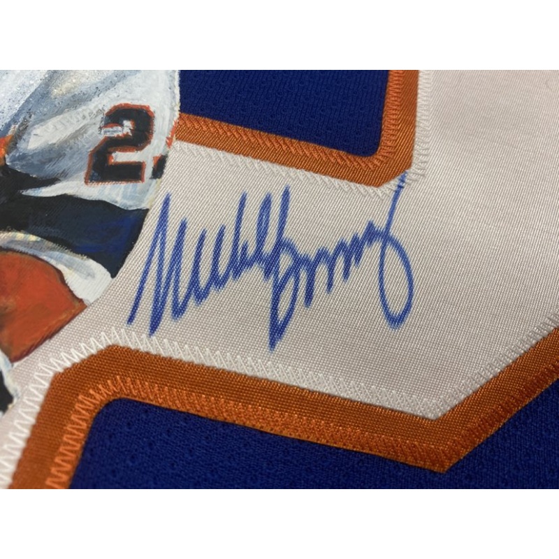 Mike Bossy Signed New York Islanders HAND PAINTED 1/1 Vintage CCM Blue Jersey