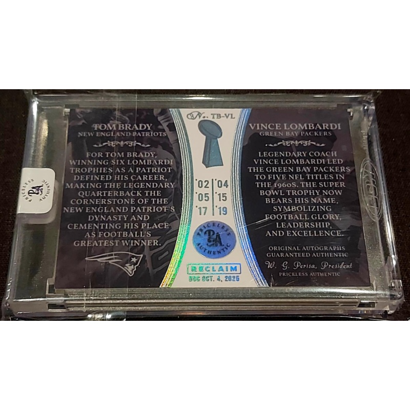 1/1 TOM BRADY & VINCE LOMBARDI New England Patriots Dual AUTO CARD