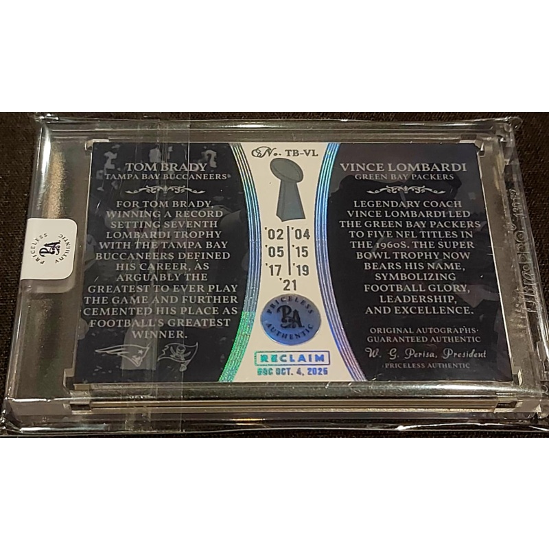 1/1 TOM BRADY & VINCE LOMBARDI Tampa Bay Buccaneers Dual AUTO CARD