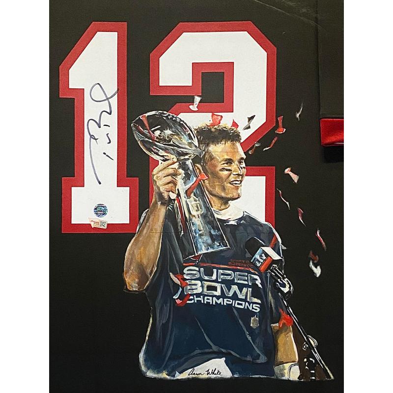 DELUXE FRAMED Tom Brady Signed Tampa Bay Buccaneers HAND PAINTED Super Bowl 1/1 White Jersey