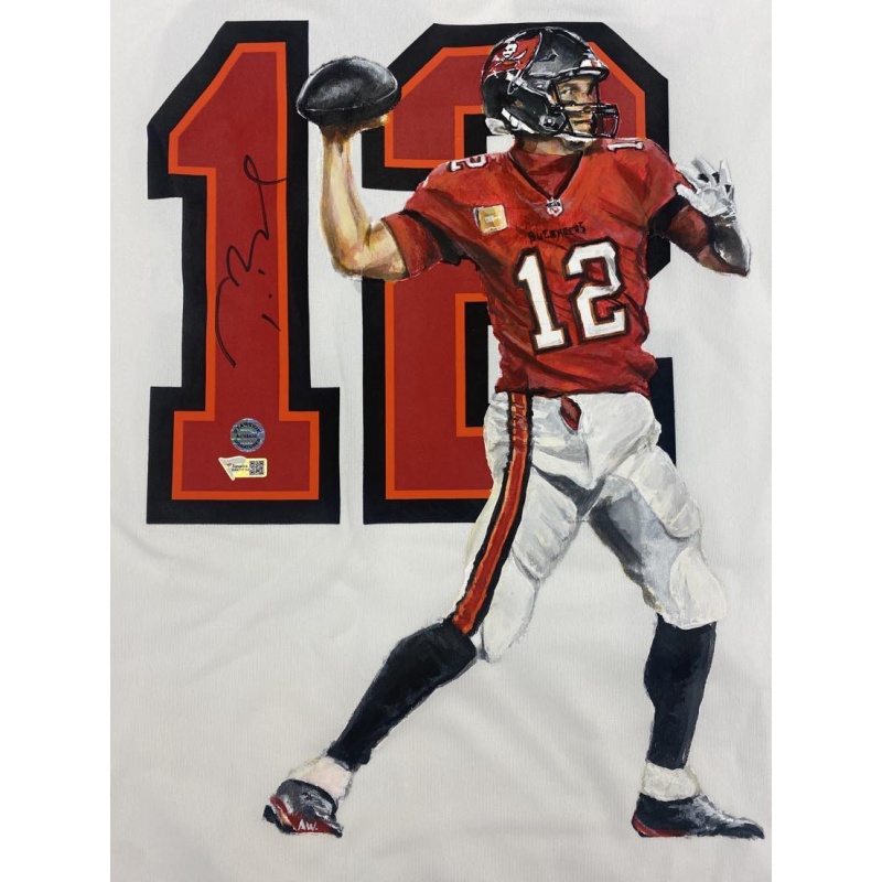 Tom Brady Signed Tampa Bay Buccaneers HAND PAINTED Throw 1/1 White Jersey