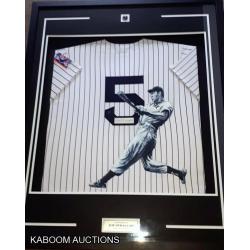 The Bronx Boys Babe Ruth, Lou Gehrig, Joe Dimaggio & Mickey Mantle Signed & Hand Painted Custom 1/1 New York Yankees Vintage Custom Framed Jersey Set Of 4!