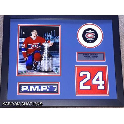 Chris Chelios Signed Game Used Stick Series Custom Framed Ltd To Only 10!