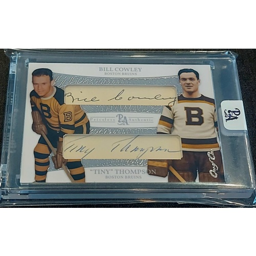1/1 BILL COWLEY & TINY THOMPSON Boston Bruins DUAL AUTO Card