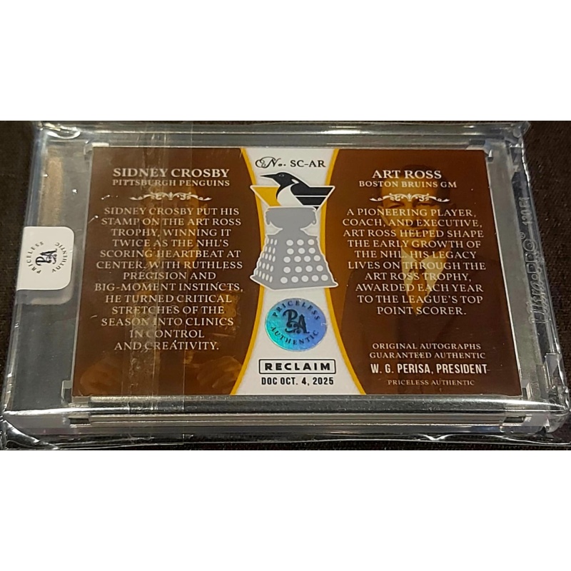 1/1 SIDNEY CROSBY & ART ROSS Pittsburgh Penguins DUAL AUTO Card