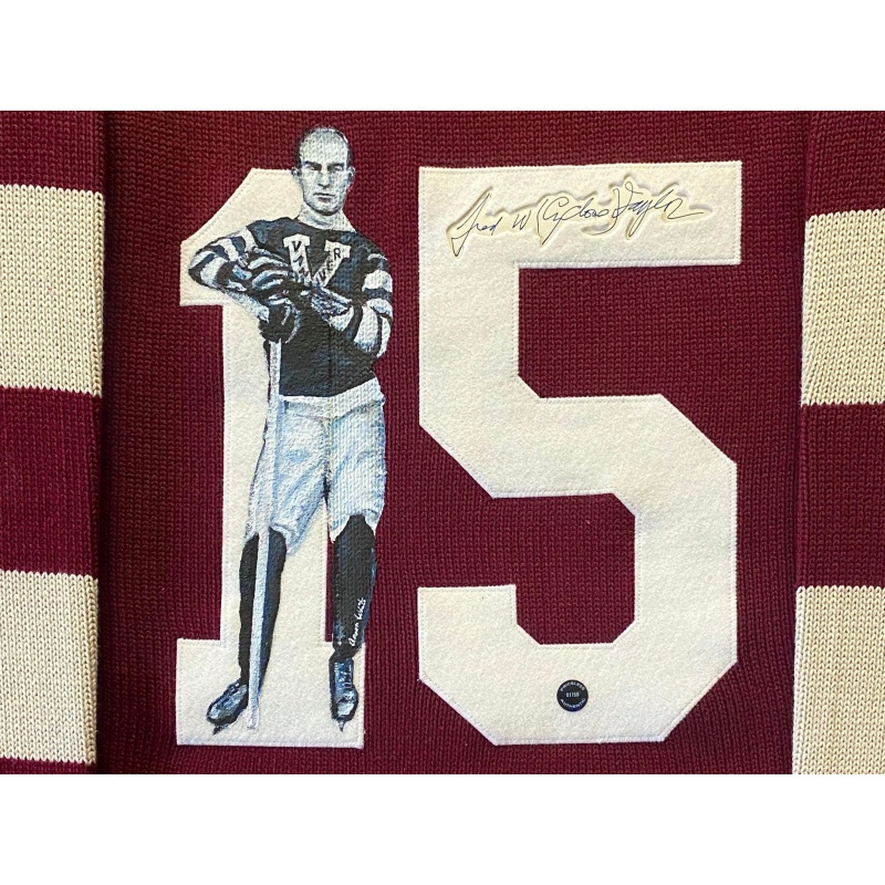 DELUXE FRAMED Cyclone Fred Taylor (deceased 1979) Signed & Hand Painted Custom 1/1 Vancouver Millionaires Vintage Wool Jersey