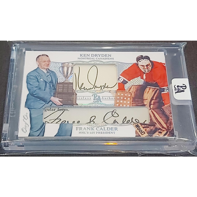 1/1 KEN DRYDEN & FRANK CALDER Montreal Canadiens DUAL AUTO Card