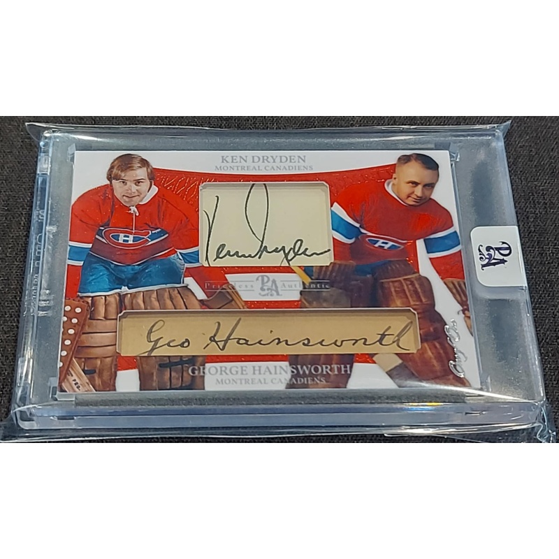 1/1 KEN DRYDEN & GEORGE HAINSWORTH Montreal Canadiens DUAL AUTO CARD