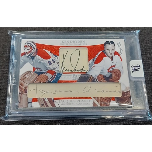 1/1 KEN DRYDEN & JACQUES PLANTE Montreal Canadiens DUAL AUTO CARD