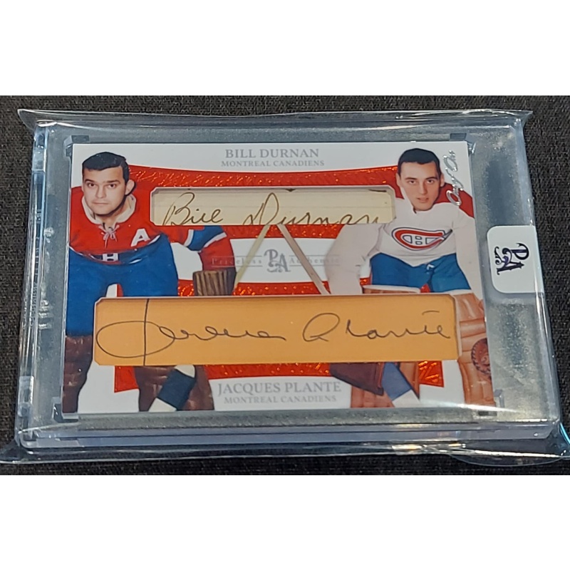 1/1 BILL DURNAN & JACQUES PLANTE Montreal Canadiens DUAL AUTO CARD
