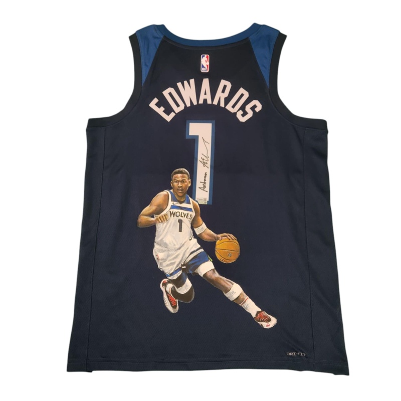 1/1 Anthony EDWARDS Signed & Painted Minnesota Timberwolves "ANTMAN" Jersey