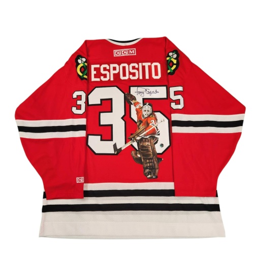 1/1 Tony ESPOSITO Signed & Painted Chicago Blackhawks "Tony O" Jersey