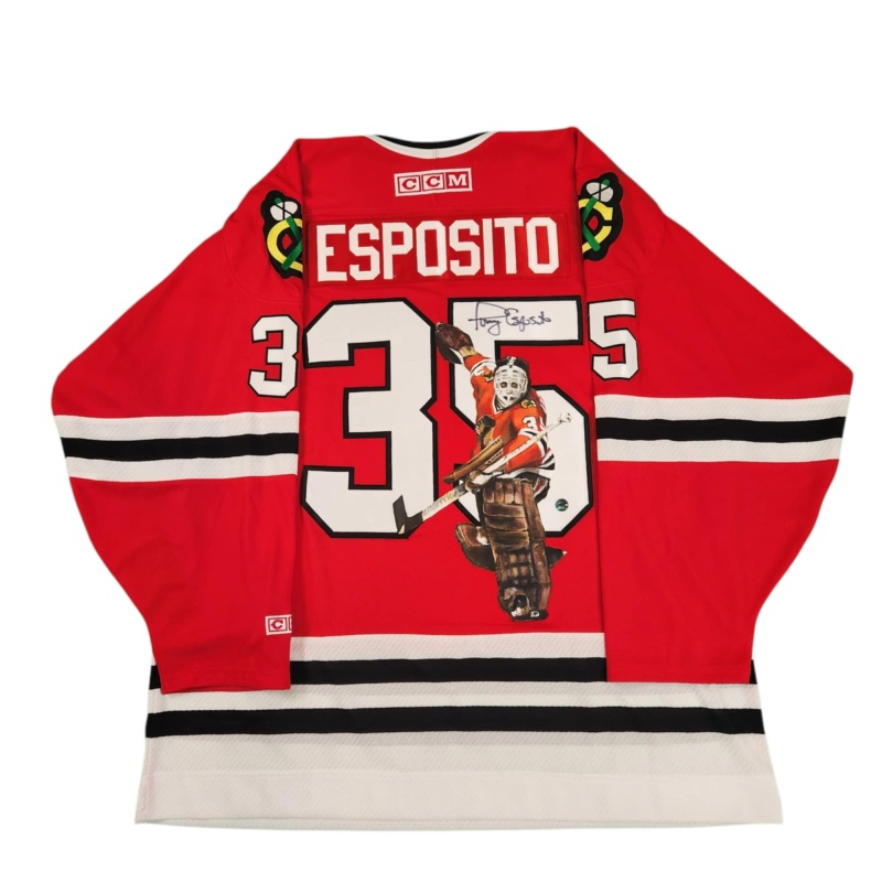 1/1 Tony ESPOSITO Signed & Painted Chicago Blackhawks "Tony O" Jersey