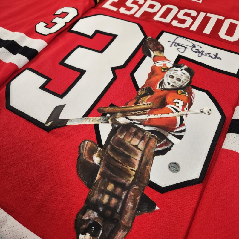 1/1 Tony ESPOSITO Signed & Painted Chicago Blackhawks "Tony O" Jersey