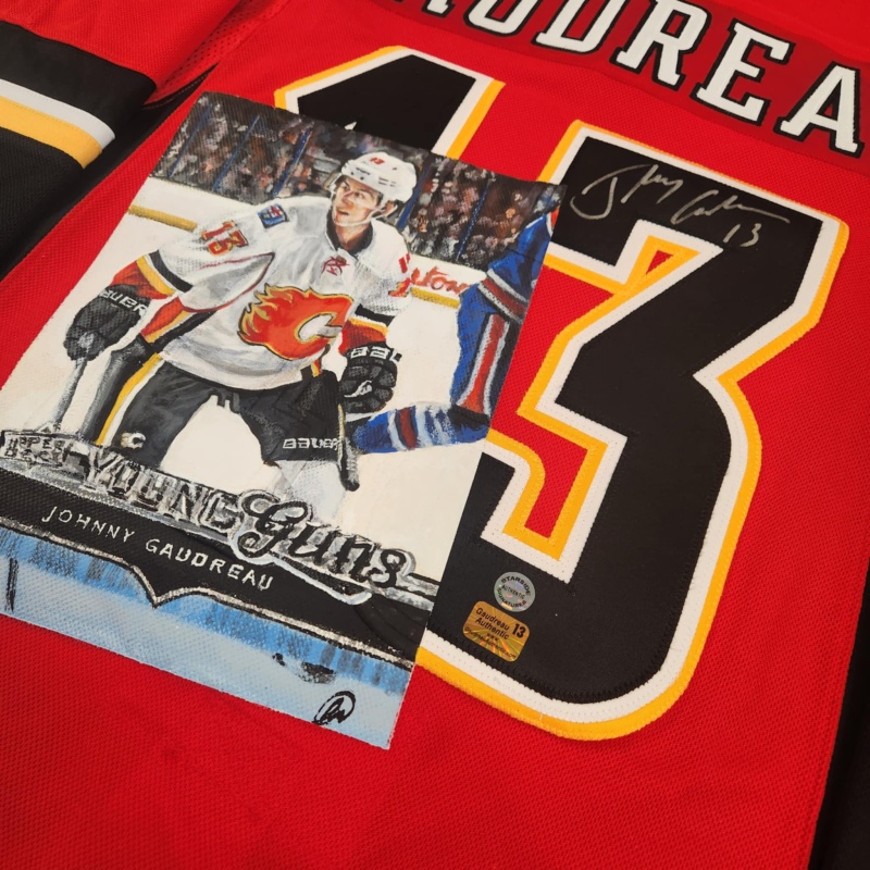 1/1 Johnny GAUDREAU Signed & Painted Calgary Flames "ROOKIE CARD" Jersey