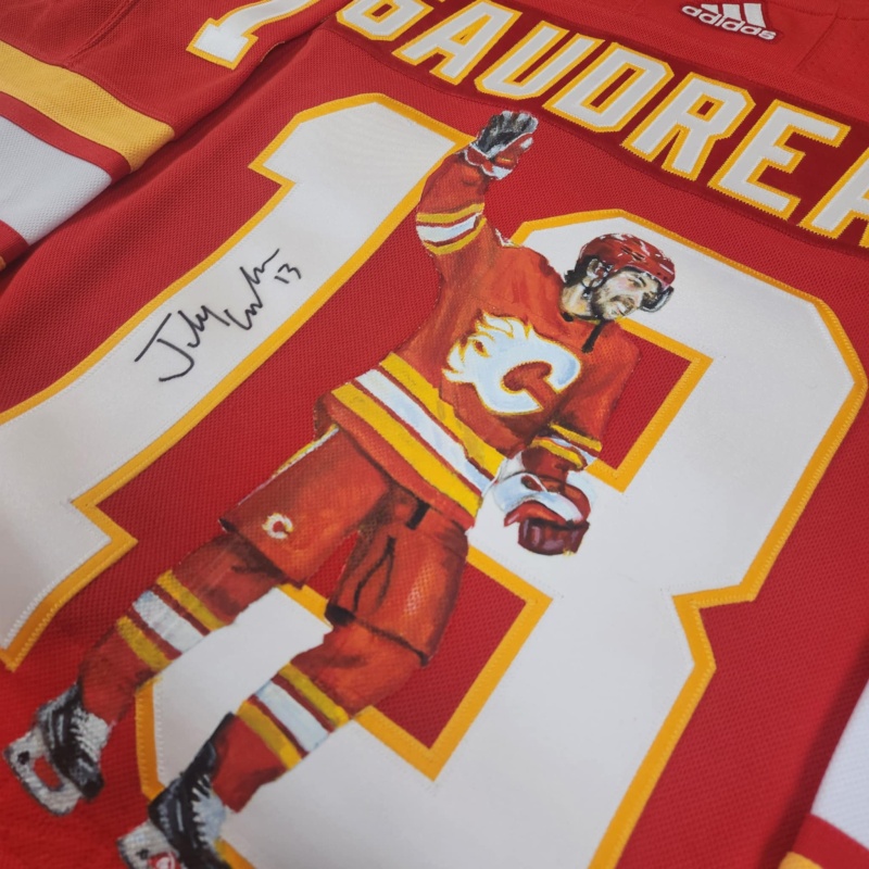 1/1 Johnny GAUDREAU Signed & Painted Calgary Flames "Salute" Jersey