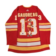 1/1 Johnny GAUDREAU Signed & Painted Calgary Flames "Salute" Jersey