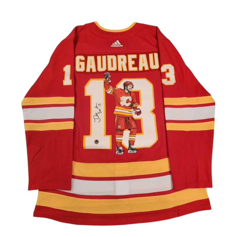 1/1 Johnny GAUDREAU Signed & Painted Calgary Flames "Salute" Jersey