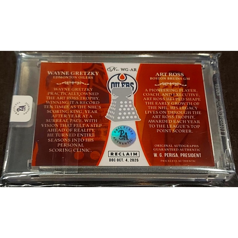 1/1 WAYNE GRETZKY & ART ROSS Edmonton Oilers DUAL AUTO Card