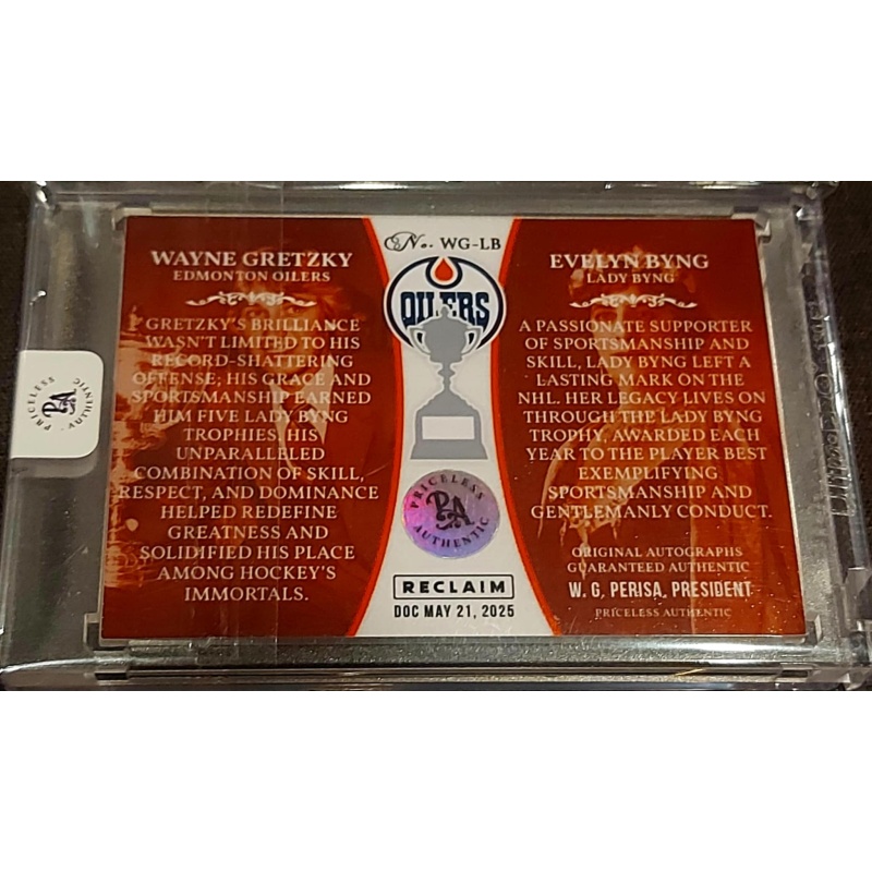 1/1 WAYNE GRETZKY & LADY BYNG Edmonton Oilers DUAL AUTO Card