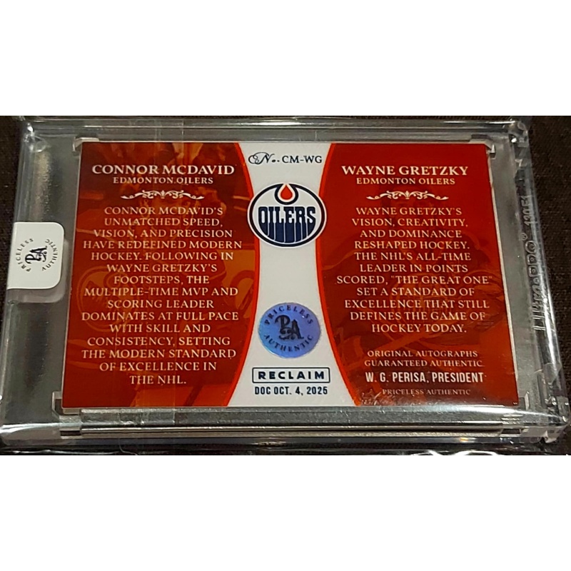 1/1 WAYNE GRETZKY & CONNOR MCDAVID Edmonton Oilers Dual AUTO CARD
