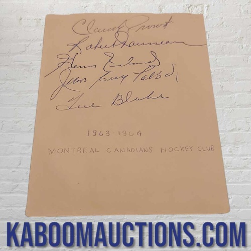 1963-64 Montreal Canadiens Multi Signed Page TOE BLAKE, HENRI RICHARD PLUS 3 MORE!!