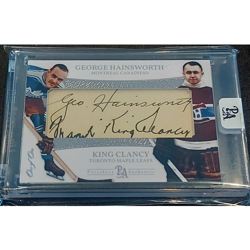 1/1 GEORGE HAINSWORTH & KING CLANCY Montreal & Toronto DUAL AUTO Card