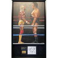 MASSIVE Andre THE GIANT & Hulk HOGAN Dual Signed & Hand Painted 1/1 Wrestlemania 3 Original Painting