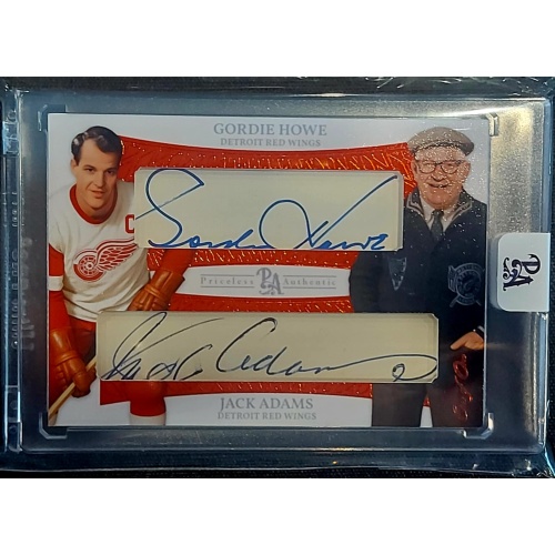 1/1 GORDIE HOWE & JACK ADAMS Detroit Red Wings DUAL AUTO Card