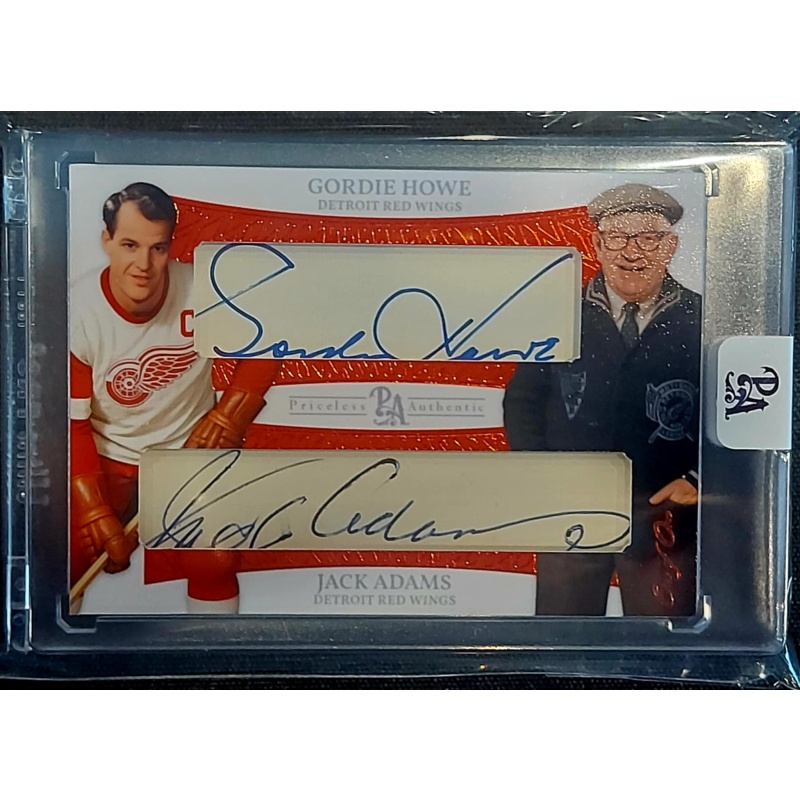 1/1 GORDIE HOWE & JACK ADAMS Detroit Red Wings DUAL AUTO Card