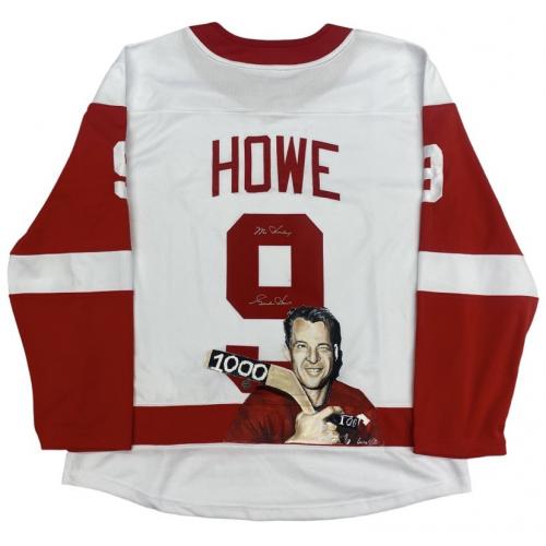 Gordie Howe Signed Detroit Red Wings HAND PAINTED 1000th Pt 1/1 White Jersey
