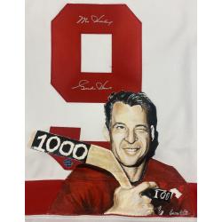 Gordie Howe Signed Detroit Red Wings HAND PAINTED 1000th Pt 1/1 White Jersey