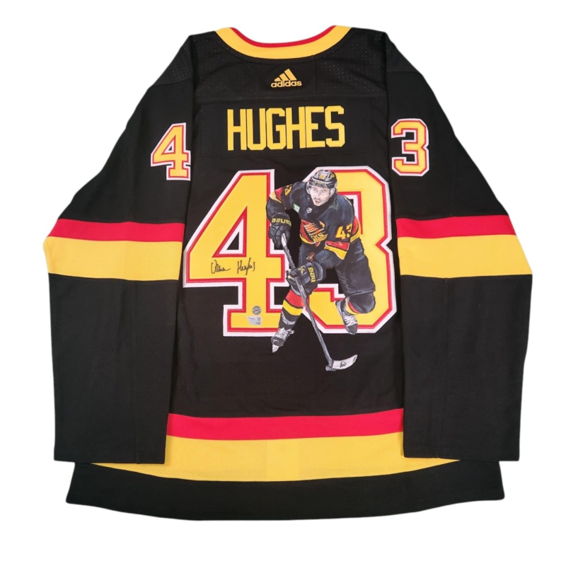 1/1 Quinn HUGHES Signed & Painted Vancouver Canucks Alternate Jersey