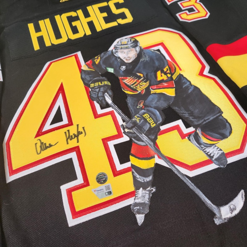 1/1 Quinn HUGHES Signed & Painted Vancouver Canucks Alternate Jersey