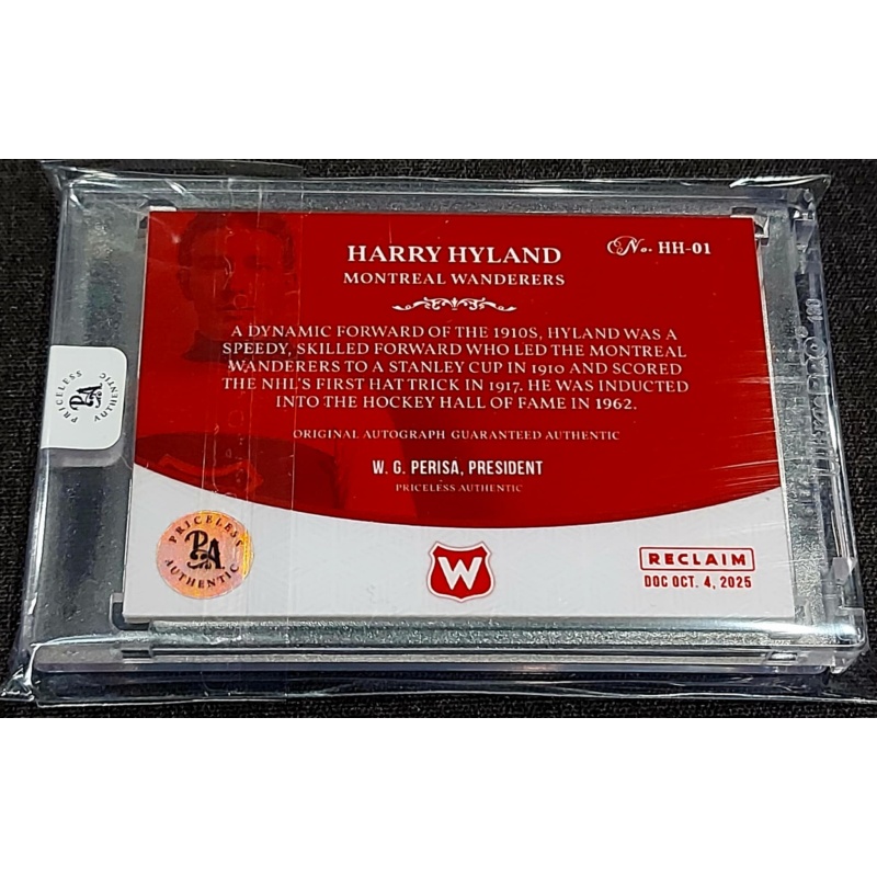 1/1 HARRY HYLAND Montreal Wanderers AUTO & Inscribed "Wanderers" AUTO CARD