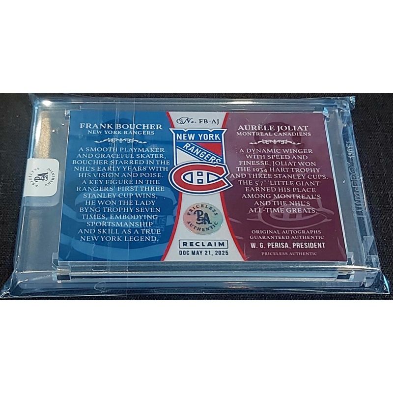 1/1 AURELE JOLIAT & FRANK BOUCHER Montreal & New York DUAL AUTO Card