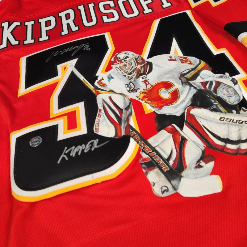 1/1 Miikka Kiprusoff Signed & Painted Calgary Flames "Kipper" Jersey