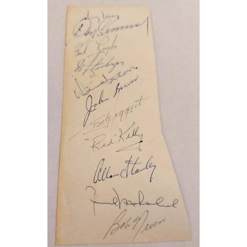 DON SIMMONS, KING CLANCY, DAVE KEON, FRANK MAHOVLICH   7 Signed Clean Cut Page