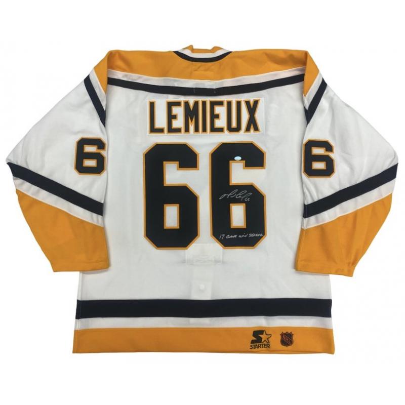 Mario LEMIEUX Signed Pittsburgh Penguins WIN STREAK Vintage Jersey *RARE*