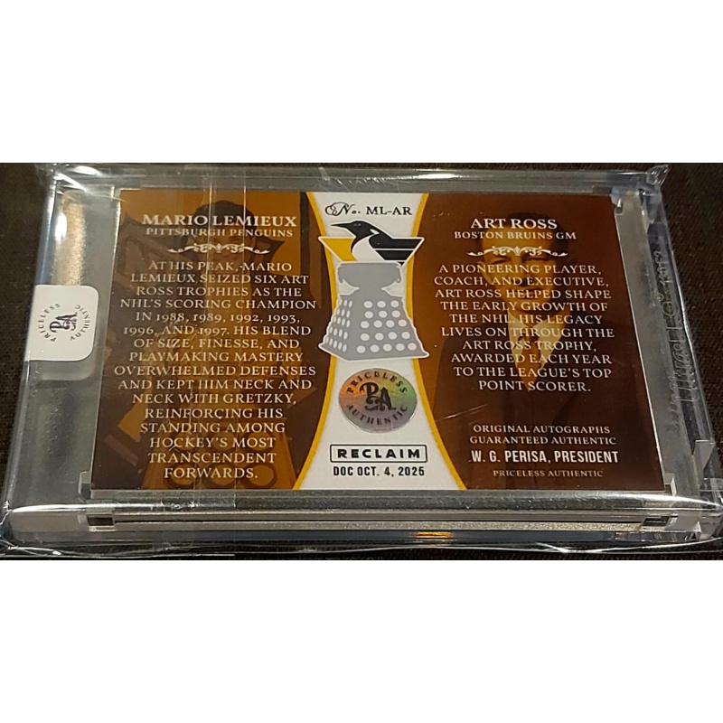 1/1 MARIO LEMIEUX & ART ROSS Pittsburgh Penguins DUAL AUTO Card