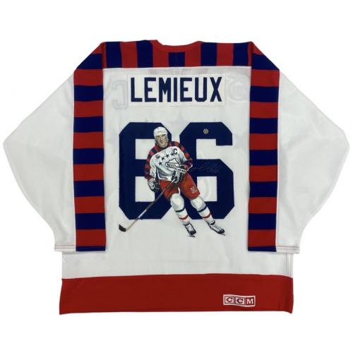 Mario LEMIEUX Signed NHL All-Star HAND PAINTED 1/1 Vintage Jersey