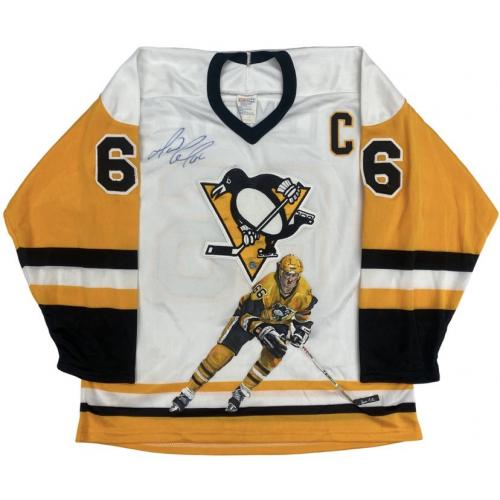 Mario LEMIEUX Signed Pittsburgh Penguins HAND PAINTED 1/1 Vintage CCM White Jersey