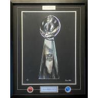 DELUXE FRAMED Vince LOMBARDI Signed Original Aaron White Hand Painted 1/1 Vince Lombardi Trophy